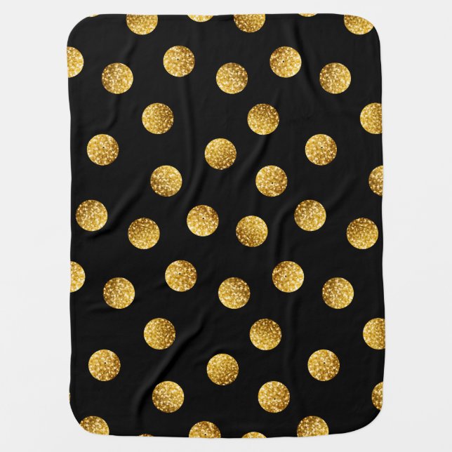 Gold Polka Dot: Sparkling Seamless. Baby Blanket (Front)
