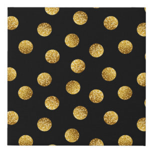 Gold Polka Dot: Sparkling Seamless. Faux Canvas Print