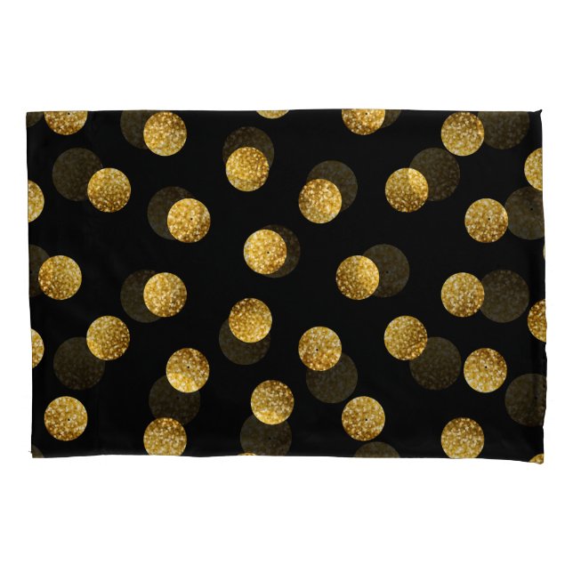 Gold Polka Dot: Sparkling Seamless. Pillow Case (Front)
