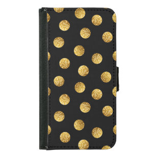 Gold Polka Dot: Sparkling Seamless. Samsung Galaxy S5 Wallet Case