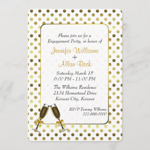 Gold Polka Dot Wedding Engagement Party Invitation