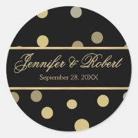 Gold Polka Dot Wedding Sticker