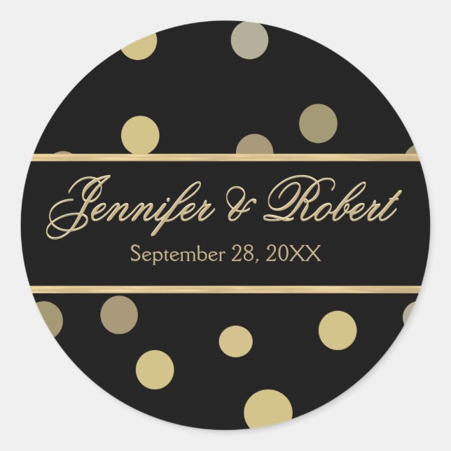 Gold Polka Dot Wedding Sticker (Front)