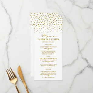 Gold Polka Dot - White & Gold - Wedding Menu