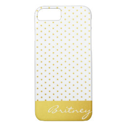 Gold polka dots and monogram - custom iPhone 8/7 case