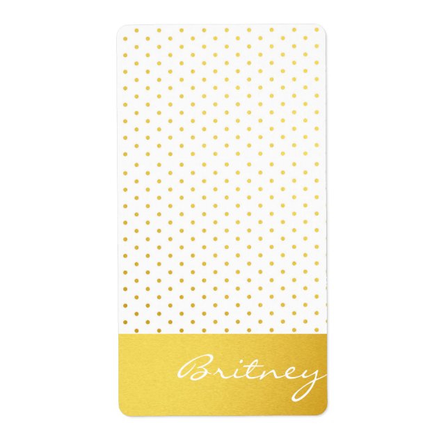 Gold polka dots and monogram - custom label (Front)