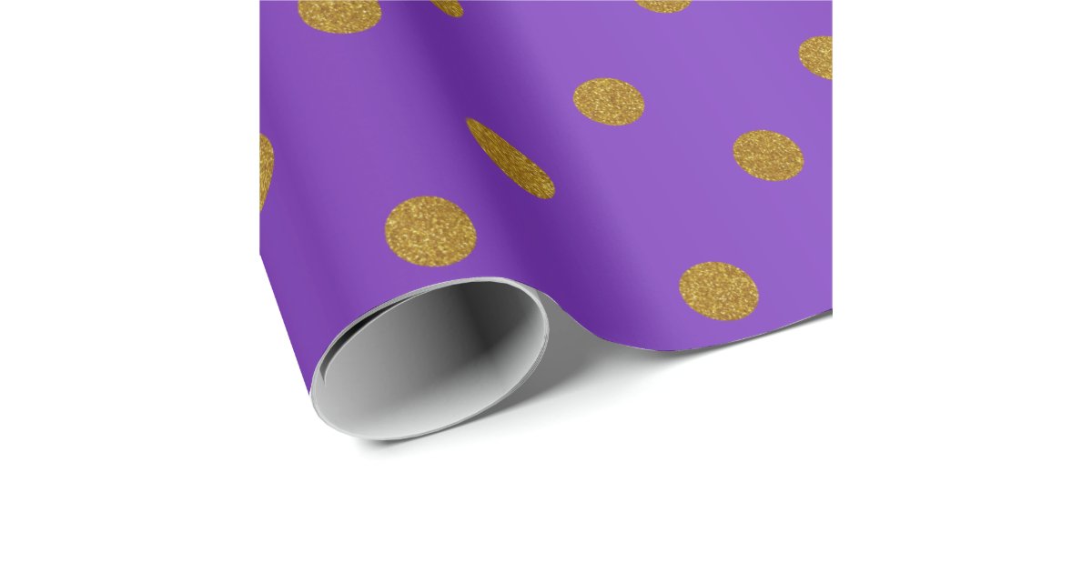 Gold Polka Dots and Purple Satin Wrapping Paper | Zazzle.com