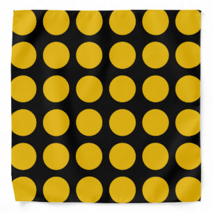 Gold Polka Dots Black Bandana