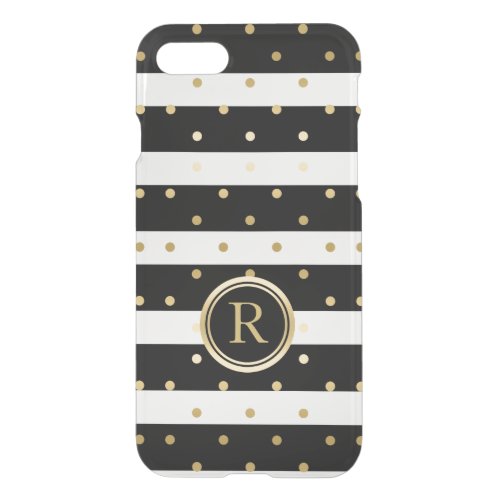 Gold Polka Dots  Black  White Stripes iPhone SE87 Case