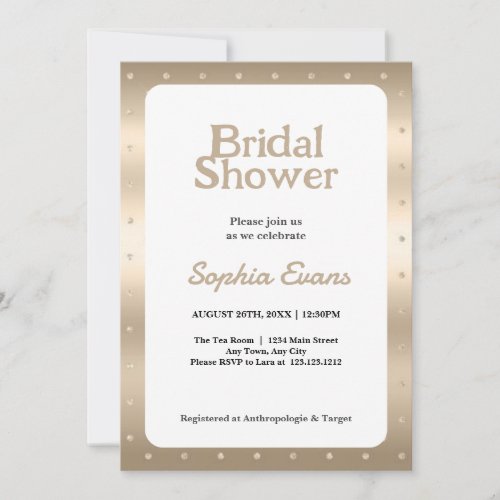 Gold Polka Dots Border Bridal Shower Invitation