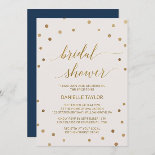 Gold Polka Dots Bridal Shower Invitation