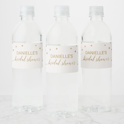 Gold Polka Dots Bridal Shower Water Bottle Label