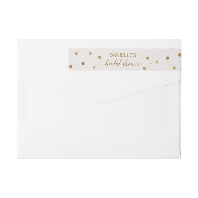 Gold Polka Dots Bridal Shower Wrap Around Label (Back)