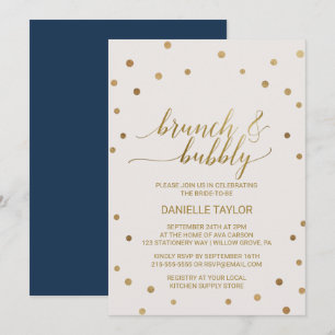 Gold Polka Dots Brunch and Bubbly Invitation