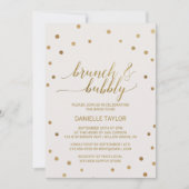 Gold Polka Dots Brunch and Bubbly Invitation (Front)