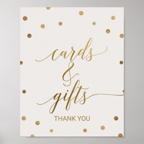 Gold Polka Dots Cards and Gifts Sign