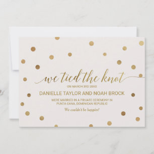Gold Polka Dots Elopement Announcement