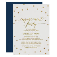 Gold Polka Dots Engagement Party Invitation