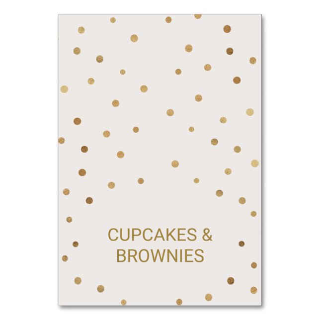 Gold Polka Dots Food Tent Cards (Front)