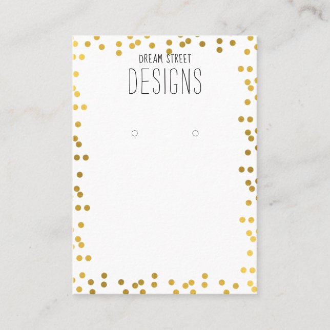 Gold Polka Dots Glitter Earring Display Card (Front)