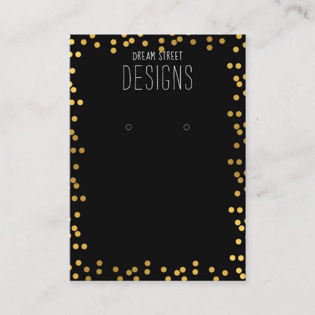 Gold Polka Dots Glitter Earring Display Card (Front)