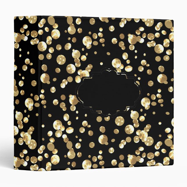 Gold polka dots, gold 3 ring binder (Front/Spine)