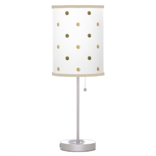 Gold Polka Dots Golden And White Modern Design Table Lamp