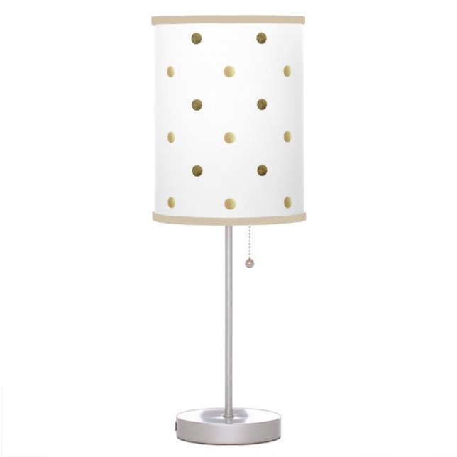 Gold Polka Dots Golden And White Modern Design Table Lamp (Left)