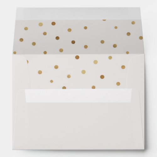 Gold Polka Dots Lined Wedding Invitation Envelope