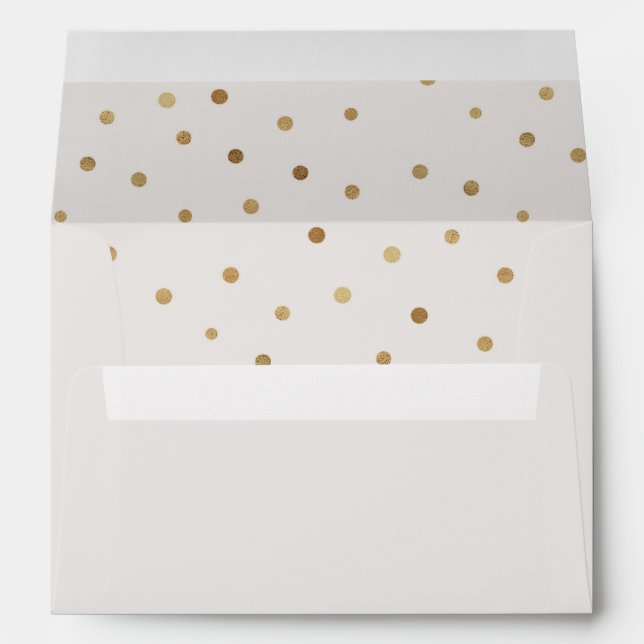 Gold Polka Dots Lined Wedding Invitation Envelope (Back (Bottom))