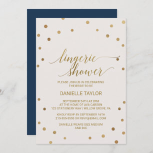 Gold Polka Dots Lingerie Shower Invitation