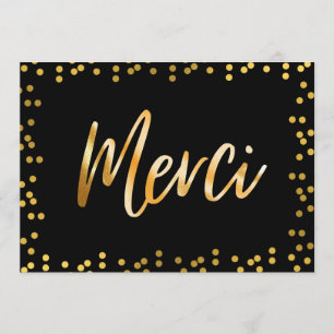 Gold Polka Dots Merci Custom Thank You Cards