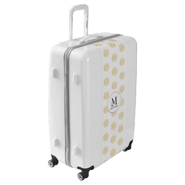 Gold Polka Dots Monogram Luggage Suitcase (Rotated Left)