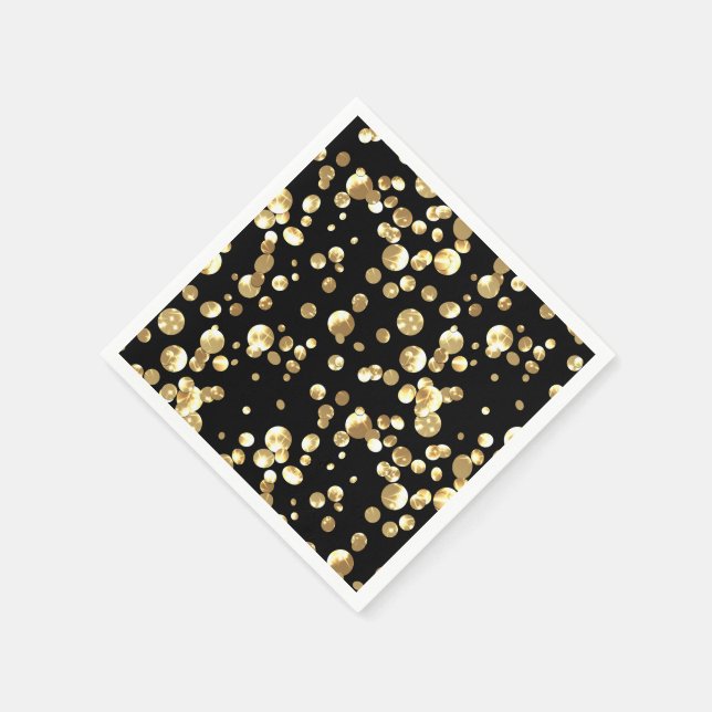 Gold polka dots on a black background . paper napkins (Corner)