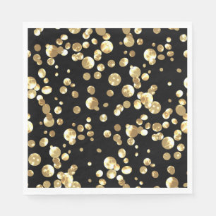 Gold polka dots on a black background . paper napkins