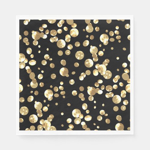 Gold polka dots on a black background  paper napkins