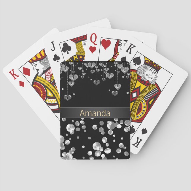Gold polka dots on a black background . playing ca poker cards (Back)