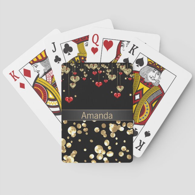 Gold polka dots on a black background . poker cards (Back)
