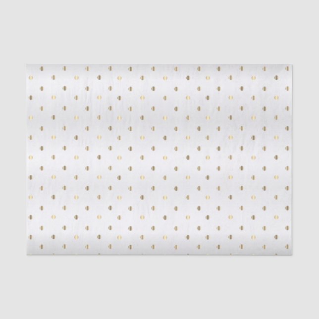 Gold Polka Dots on a White Satin Background  Tissue Paper (Front)