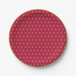 Gold Polka Dots on Burgundy Paper Plates