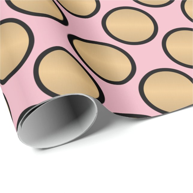 Gold Polka Dots on Pink Wrapping Paper (Roll Corner)