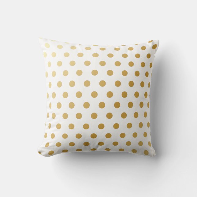 Gold Polka Dots Pattern Throw Pillow (Front)