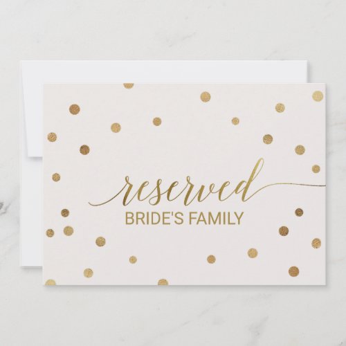 Gold Polka Dots Reserved Sign Invitation