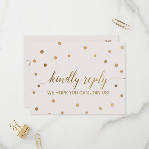 Gold Polka Dots Song Request RSVP Postcard