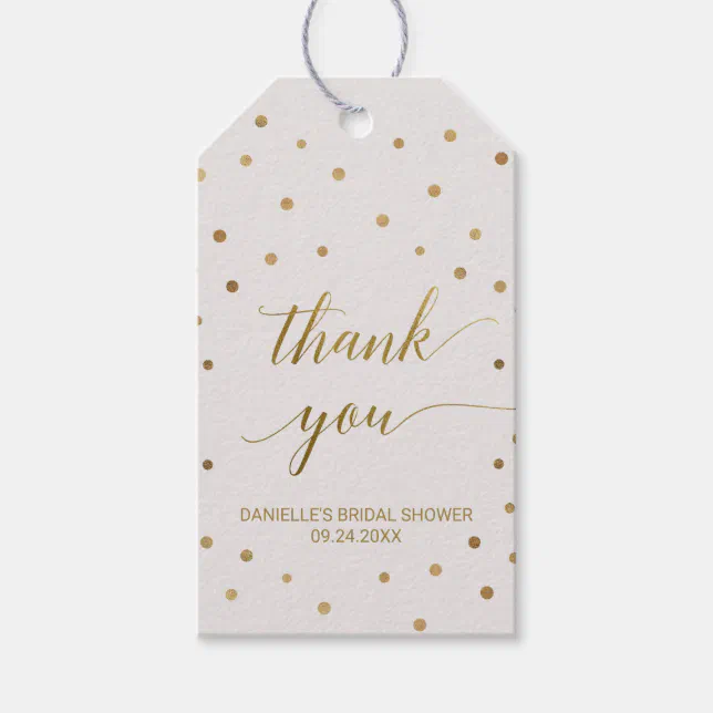 Gold Polka Dots Thank You Favor Gift Tags | Zazzle