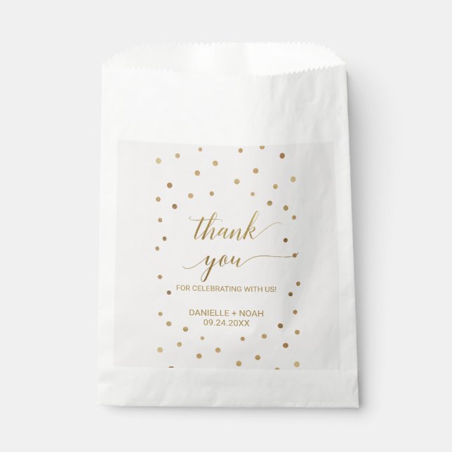 Gold Polka Dots Wedding Favor Bags (Front)