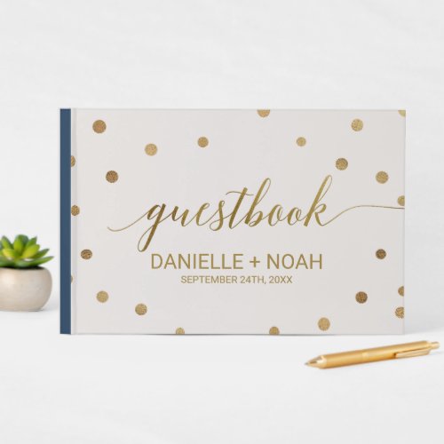 Gold Polka Dots Wedding Guest Book