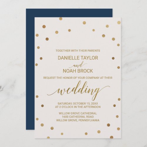 Gold Polka Dots Wedding Invitation