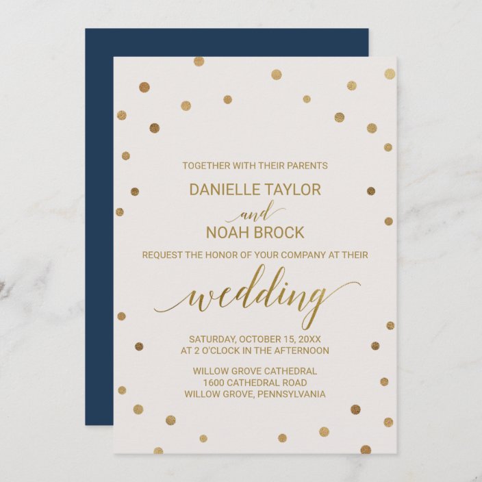 Gold Polka Dots Wedding Invitation | Zazzle.com