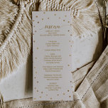 Gold Polka Dots Wedding Menu Card<br><div class="desc">This gold polka dots wedding menu card is perfect for an elegant wedding. The simple design features chic gold confetti on a creamy champagne background with beautiful faux gold foil calligraphy and a navy blue backing. Please Note: This design does not feature real gold foil. It is a high quality...</div>